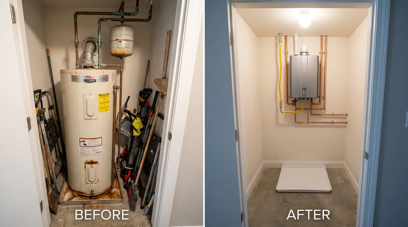 Tank water heater versus wall-mounted tankless unit comparison for Buffalo Grove, IL homeowners